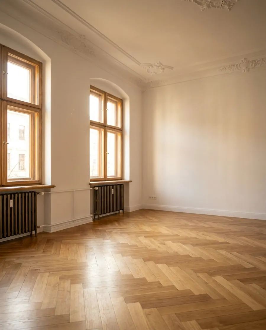 Oak herringbone in an old building – sanded and finished with natural oil.