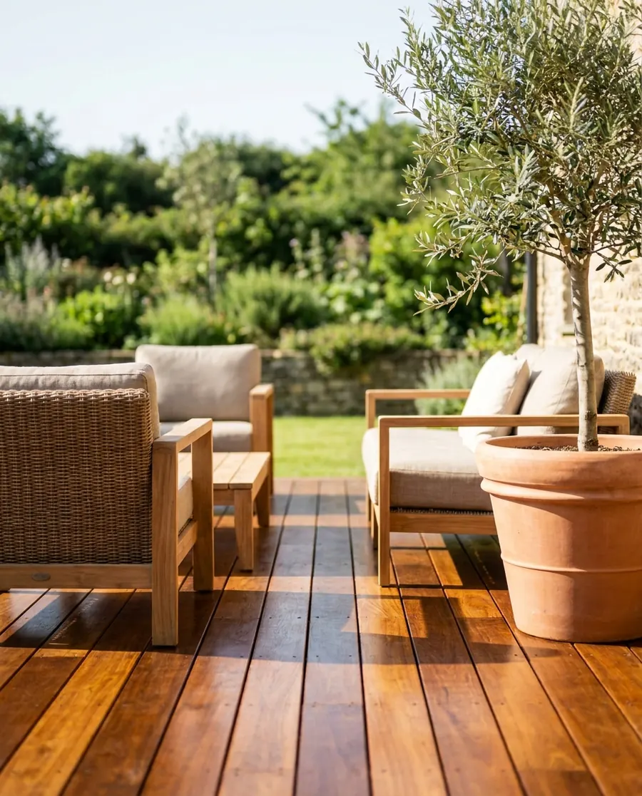 Deck refinishing: Bangkirai boards cleaned, sanded and oiled.