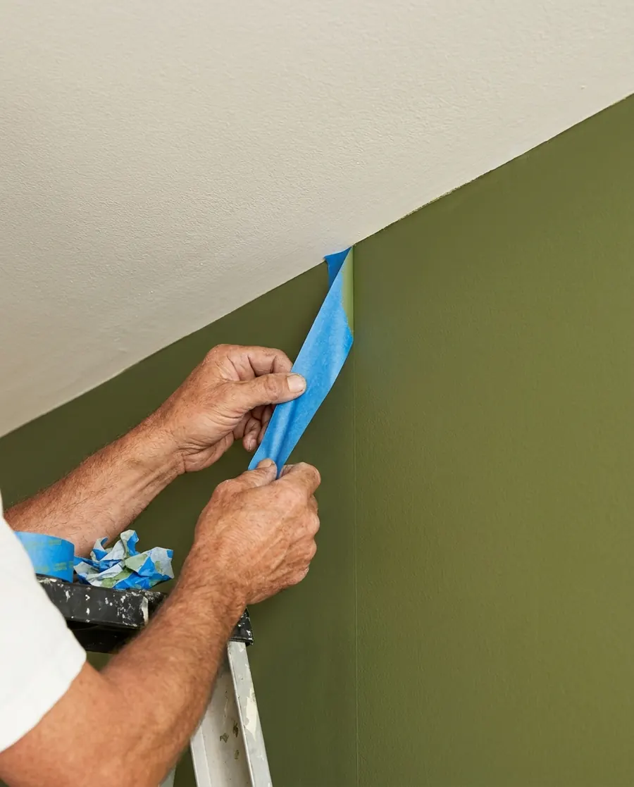 Clean edges: the tape comes off, the wall is done.