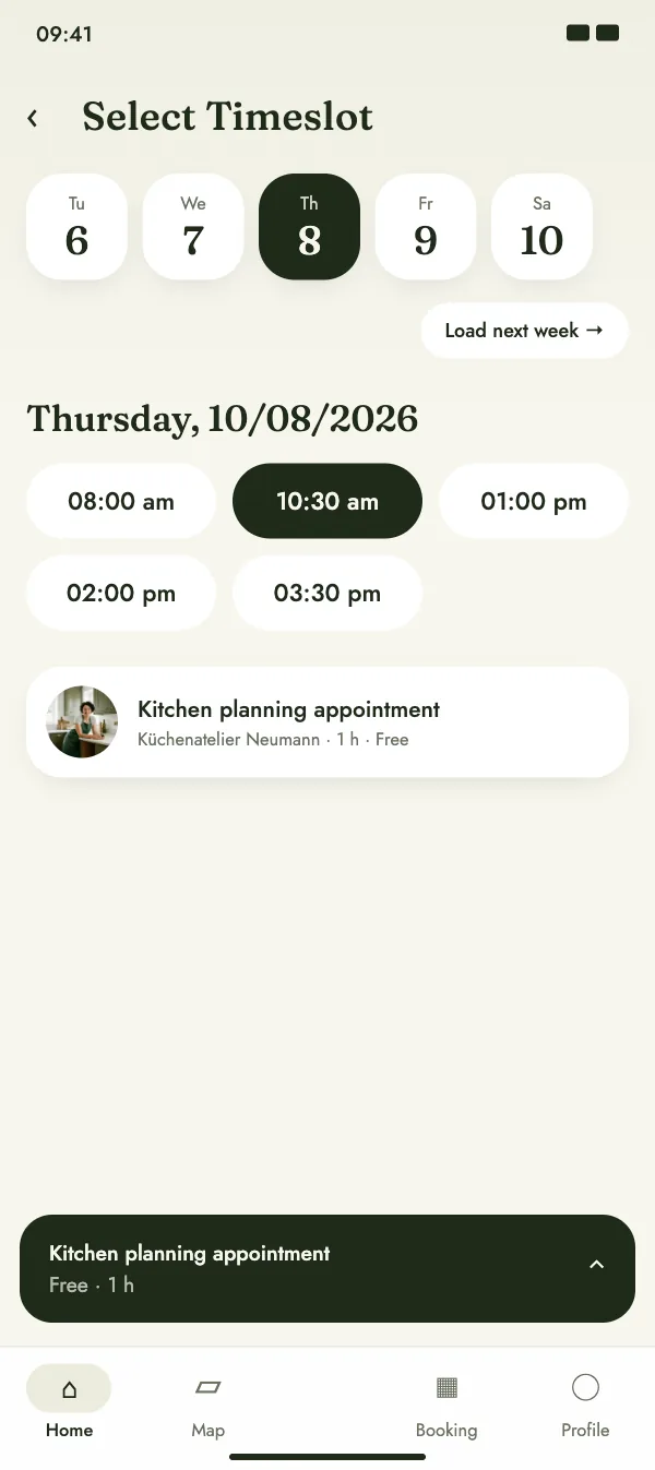 Choosing a free time slot